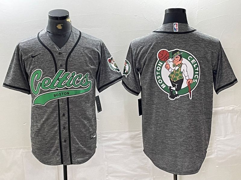 Men Boston Celtics Blank Grey Jointly 2024 Nike NBA Jersey style 3->->NBA Jersey